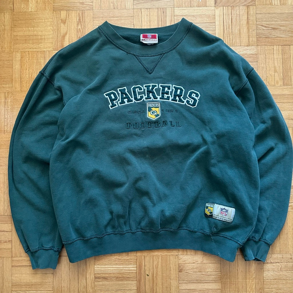 Vintage 90 Green Bay Packers NFL Faded Green Crewneck sweatshirt XL